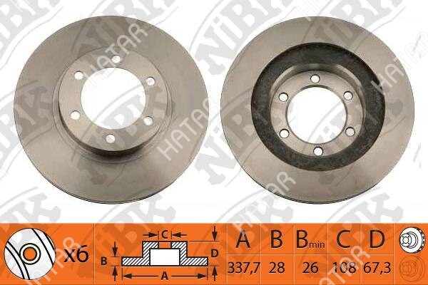 NIBK Диск тормозной toyota land cruiser prado j120 2.7-4.0 02- передний RN1220