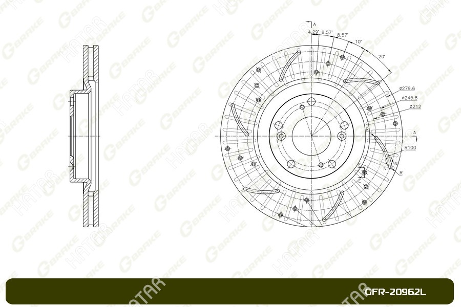 G-BRAKE Диск тормозной перфорированный g-brake левый GFR20962L