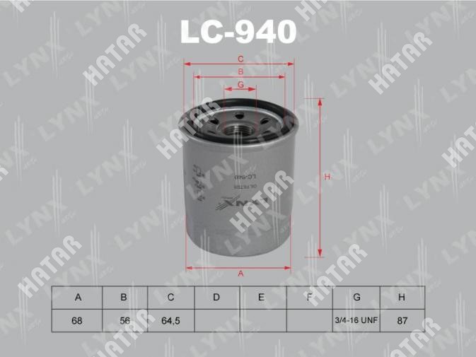LYNXAUTO Фильтр масляный LC940