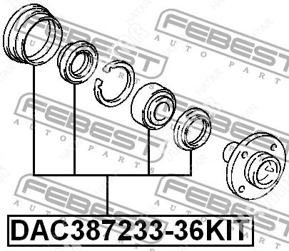 FEBEST Подшипник ступицы колеса ремкомплект перед правлев DAC38723336KIT