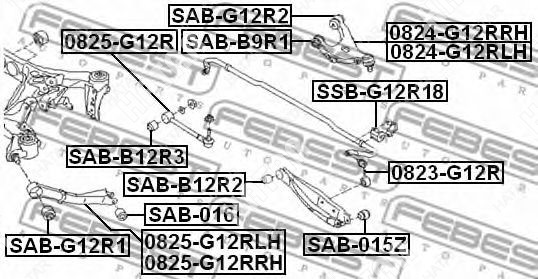 FEBEST Сайлентблок продольного рычага подвески зад правлев SABG12R1