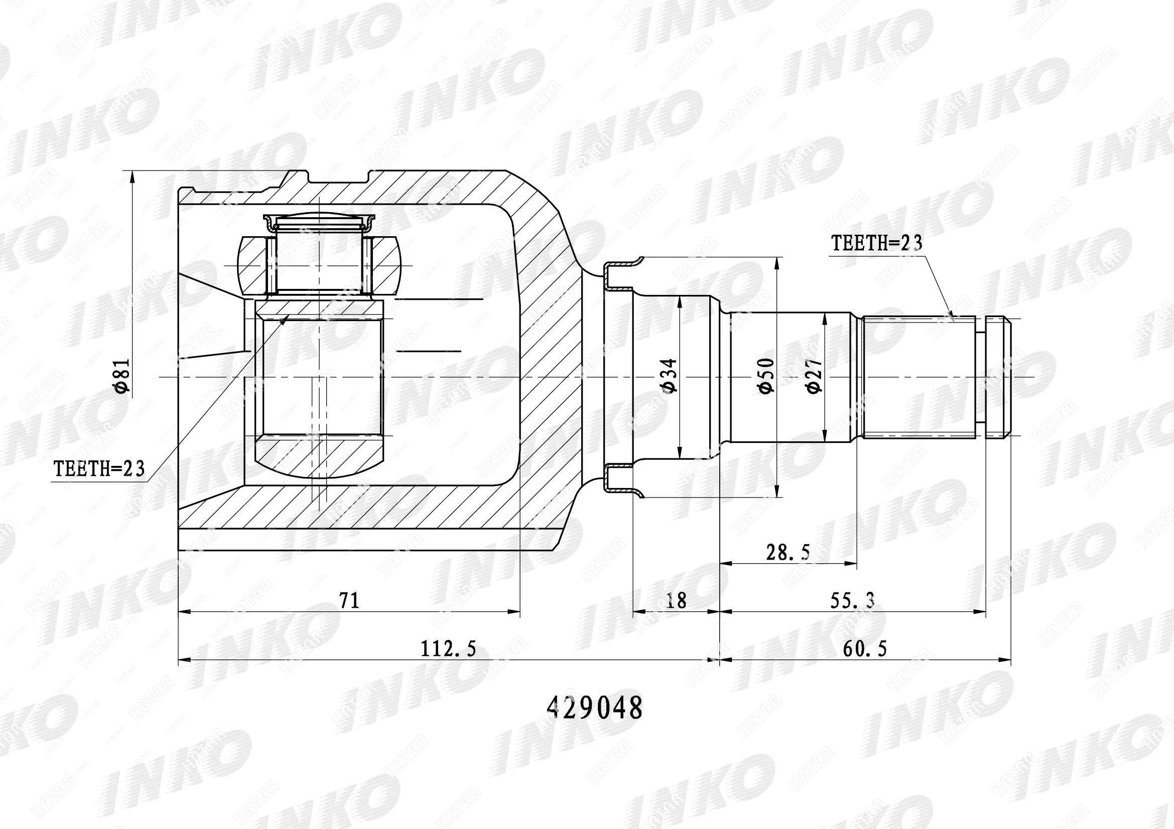INKO Шрус внутренний 2323 перед лев 429048