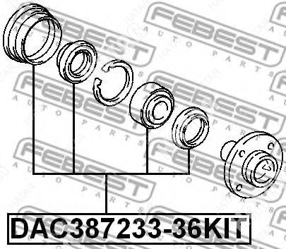 FEBEST Подшипник ступицы колеса ремкомплект перед правлев DAC38723336KIT