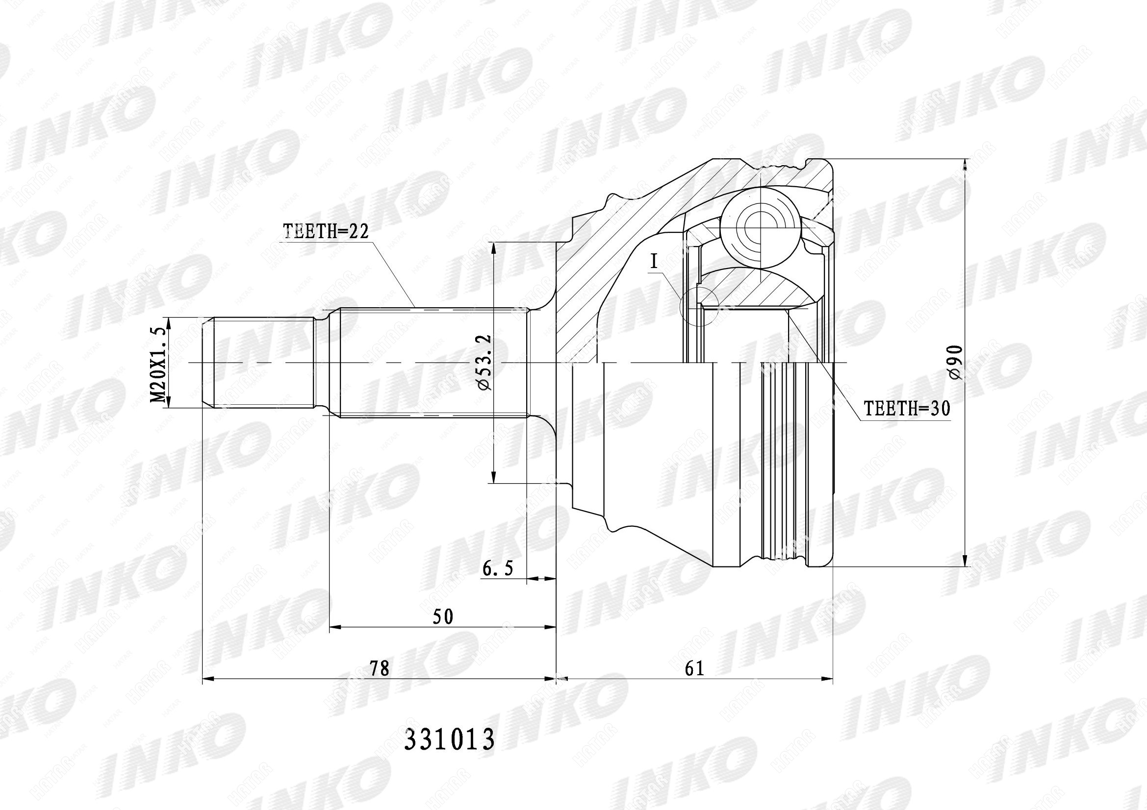 INKO Шрус внешний 22/30 331013