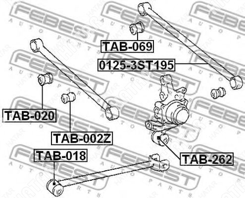 FEBEST Сайлентблок поперечного рычага подвески зад правлев TAB020