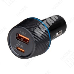 SKYWAY Зарядное устройство адаптер 12/24v 38w usb qc 3.0 type-c pd черный