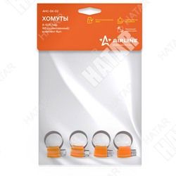 AIRLINE Хомуты 8-12/9,7 мм, w1 оцинкованный, комплект 4 шт.