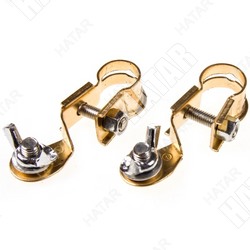 SKYWAY Клемма акб стальная зажимная, крепление провода-болт, к-т 2шт