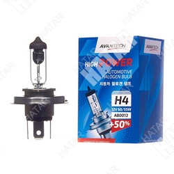 AVANTECH H4 hb2 12v 60/55w +50% лампа увеличенной яркости, 1750/1080 lm
