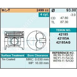 TEIKIN Поршень двигателя teikin 42185 std 4шт/упак