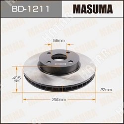 MASUMA Диск тормозной masuma front corolla, fielder/ nze12#, zze12# уп.2