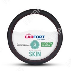 CARFORT Оплетка carfort skin, кожа,черная, красная полоска, s 1/25