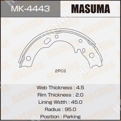 MASUMA Колодки барабанные masuma r---is парковочные к-т 2шт 1/12