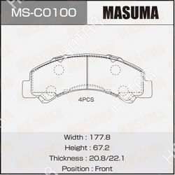 MASUMA Колодки дисковые masuma, an-721wk, pf-4543 rear 1/8