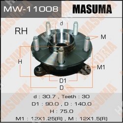 MASUMA Ступичный узел masuma front crown/ grs201 rh with abs