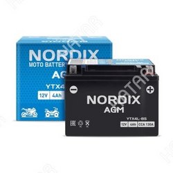 NORDIX Акб для мото nordix agm 4 ач, cca 130a, 113*69*86 1/10