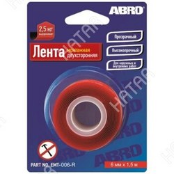 ABRO Лента клейкая двухсторонн abro монтажная 6мм-1,5м 1/144