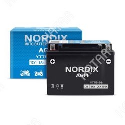 NORDIX Акб для мото nordix agm 8 ач, cca 150a, 150*65*95 1/10
