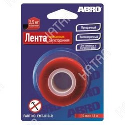 ABRO Лента клейкая двухсторонн abro монтажная 10мм-1,5м 1/24