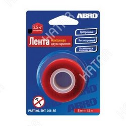 ABRO Лента клейкая двухсторонн abro монтажная 8мм-1,5м 1/144