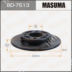 MASUMA Диск тормозной masuma, rear suzuki swift / zd83s уп.2