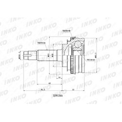 INKO Шрус внешний 26/24 abs 48 | перед |