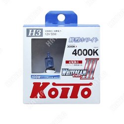 KOITO Лампы h3 12v55w=>100w pk22s t12 2pcs ece whitebeam 4000k
