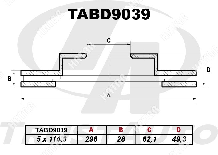 TRUSTAUTO Тормозной диск ta; TABD9039