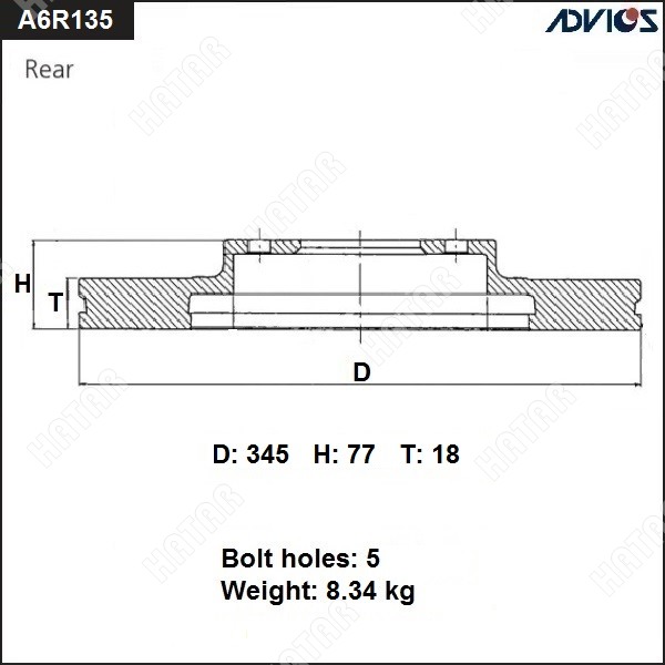 ADVICS Диск тормозной зад. A6R135B