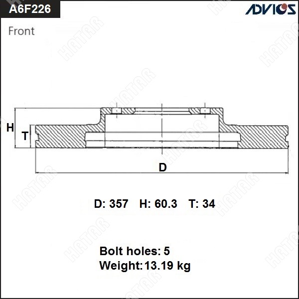 ADVICS Диск тормозной пер. лев. A6F226B