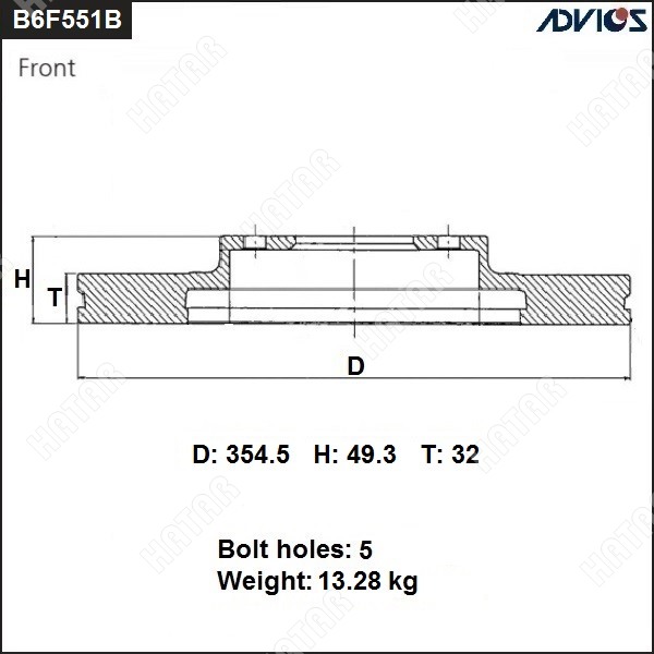 ADVICS Диск тормозной пер. B6F551B