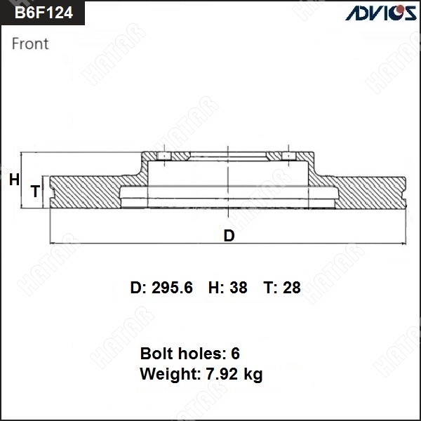 ADVICS Диск тормозной пер. B6F124