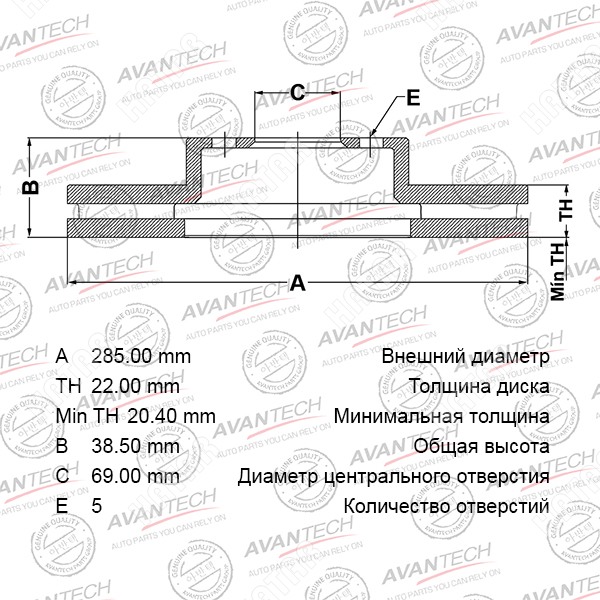 AVANTECH Диск тормозной BR0525S
